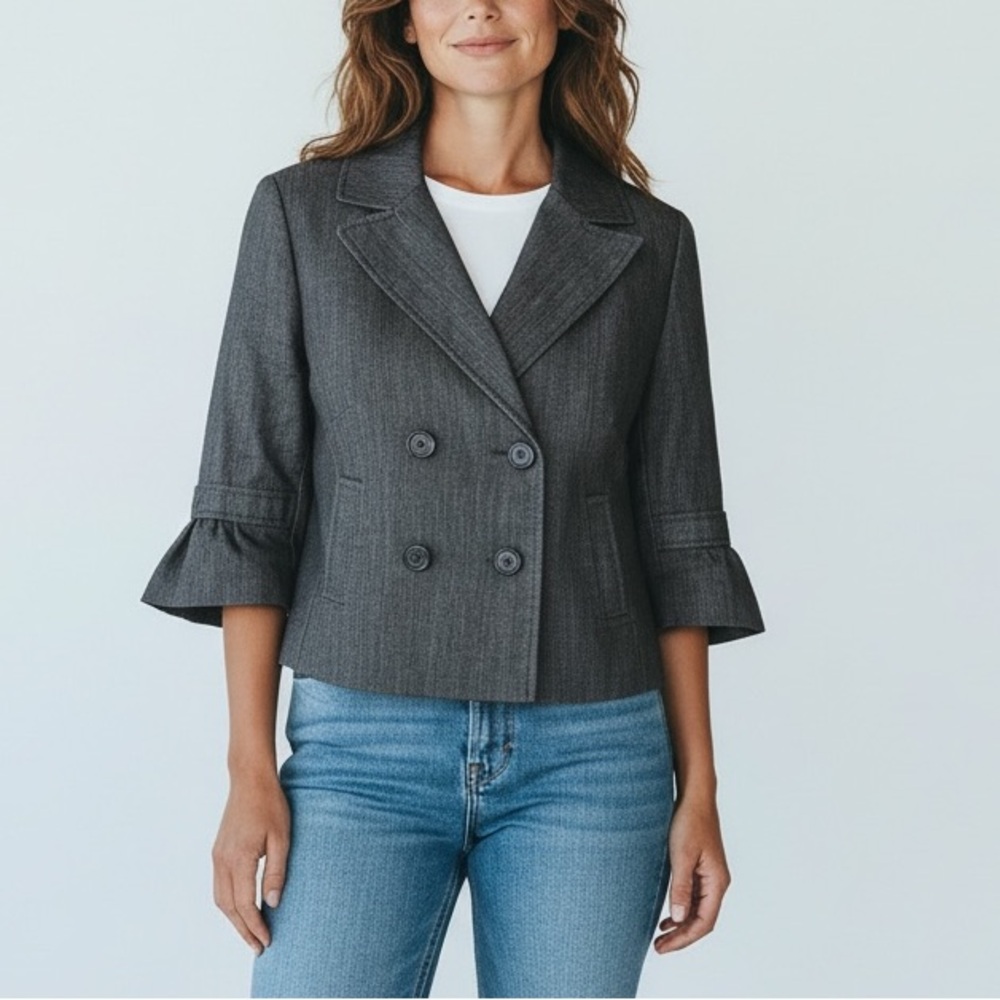 Ann Taylor LOFT Womens Black Blazer Jacket 00P 3/4 Sleeves